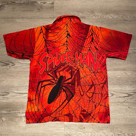 2002 Vintage Spider-Man Button Up Shirts Boys Size Medium - Picture 5 of 5
